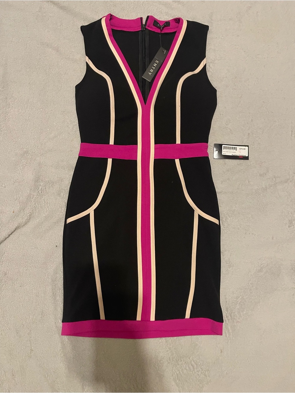 ENTRY Sleeveless Colorblock Dress Black and Magenta Size Small